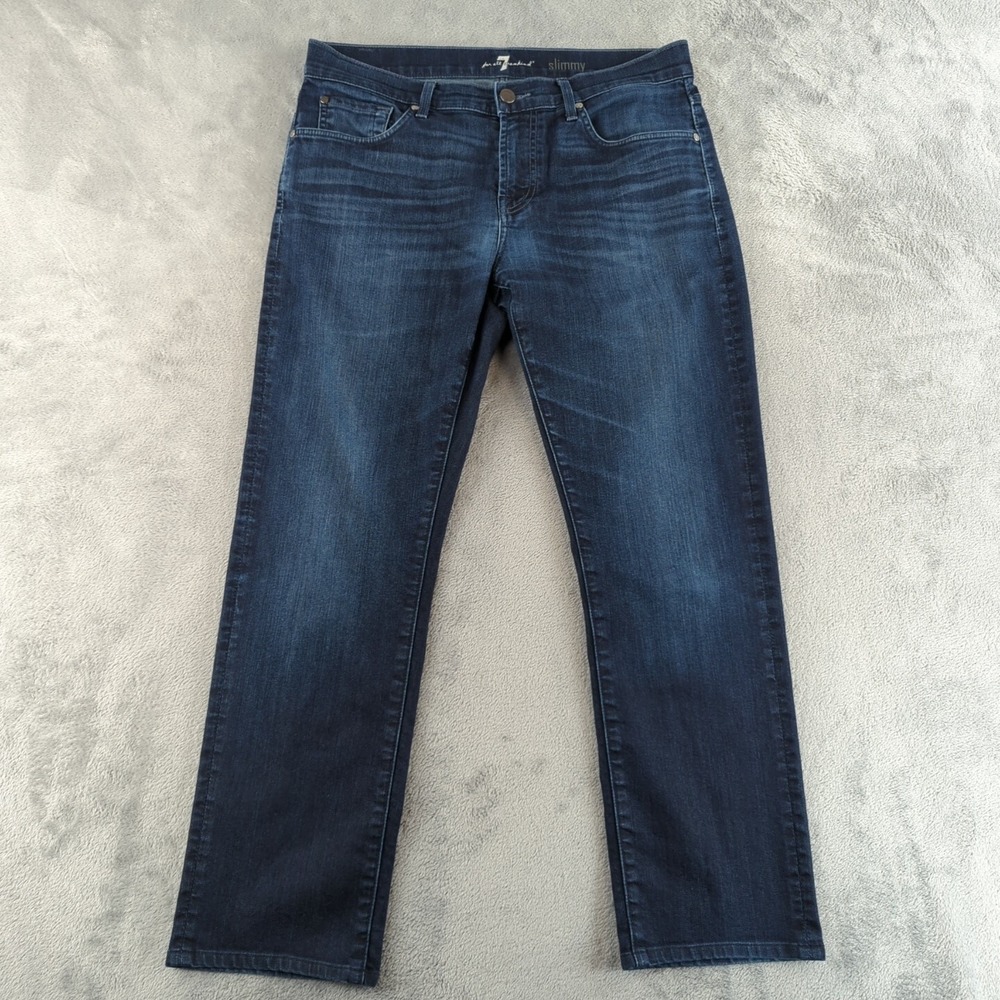 7 For All Mankind Men's Slim Straight Jeans - Dark Blue